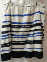 Coldwater Creek Skirt Pxl P Xl White Blue Stripes Linen Blend Lined - £7.21 GBP
