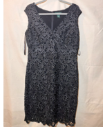Ralph Lauren Womens SZ 14 Lace Sheath Dress Black Long Zip Back Q43 - $33.83 CAD