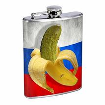 Russian Banana Pickle Hip Flask Stainless Steel 8 Oz Silver Drinking Whiskey Spi - £7.44 GBP