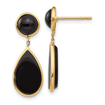 14k Onyx Teardrop Dangle Post Earrings XY817 - £222.78 GBP