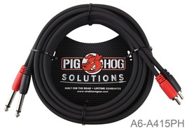 15Ft Pig-Hog Dual 1/4&quot; Ts Mono Male Plug To 2-Rca Male Plug Audio Cable - £20.82 GBP