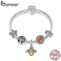 925 Sterling Silver Trendy Insect Bee Pendant Starfish Charm Bracelets Bangles f - £91.28 GBP