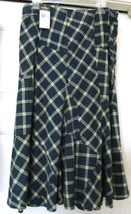 Lauren J EAN S Co Lrl Skirt Country Style Long BLUE/CREAM Check Women&#39;s 8 Nwt - £38.53 GBP