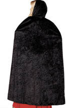 ￼Adulti Lungo 55” Pollici Velluto con Cappuccio Costume Mantello Nero Nuovo - £11.19 GBP