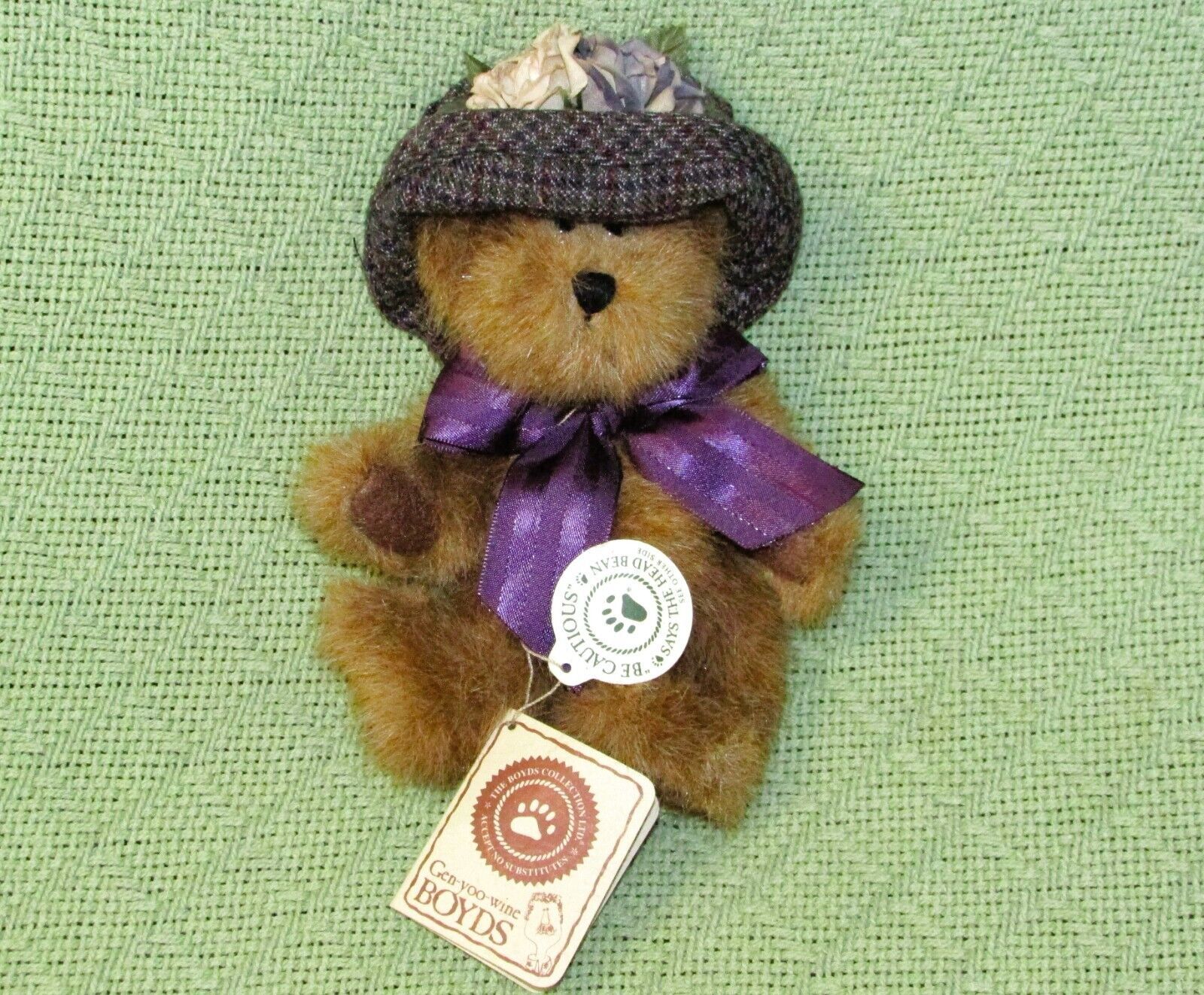 BOYDS BEARS CHRISTIANA LaBEARSLEY TEDDY 2001 8" VINTAGE WITH HAT & HANG TAGS - $10.80