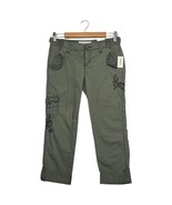 New Aeropostale Pants Womens 1 2 Green Embroidered Capri Low Rise Y2K Re... - $29.69