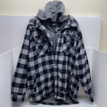 Smiths Workwear Sherpa Jacket Black Plaid Hooded Camp Outdoor Mens XL - £20.24 GBP