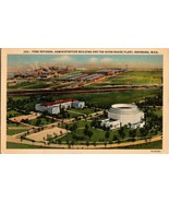 Dearborn Michigan MI Ford Rotunda Admin Building Rouge Plant Vtg Linen P... - £9.23 GBP