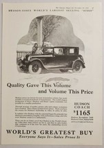 1925 Print Ad Hudson Coach Super-Six Cars $1,165 World&#39;s Greatest Buy - £12.19 GBP