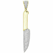 0.50Ct VVS1 Pave Diamond 14Ct Yellow Gold Over Knife Blade Charm Mens Pendant - £75.39 GBP