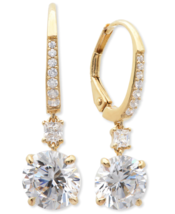 Authentic Crislu Brilliant Cut Drop Leverback Earrings in Gold Plating - £90.56 GBP