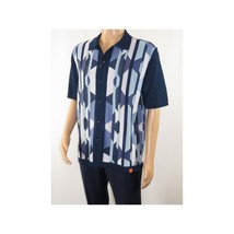Mens Stacy Adams Italian Style Knit Woven Shirt Short Sleeves 3117 Navy Blue image 4