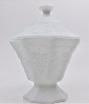 Anchor Hocking Milk Glass Grape and Leaves Octagon Pedestal Candy Dish V... - £26.04 GBP