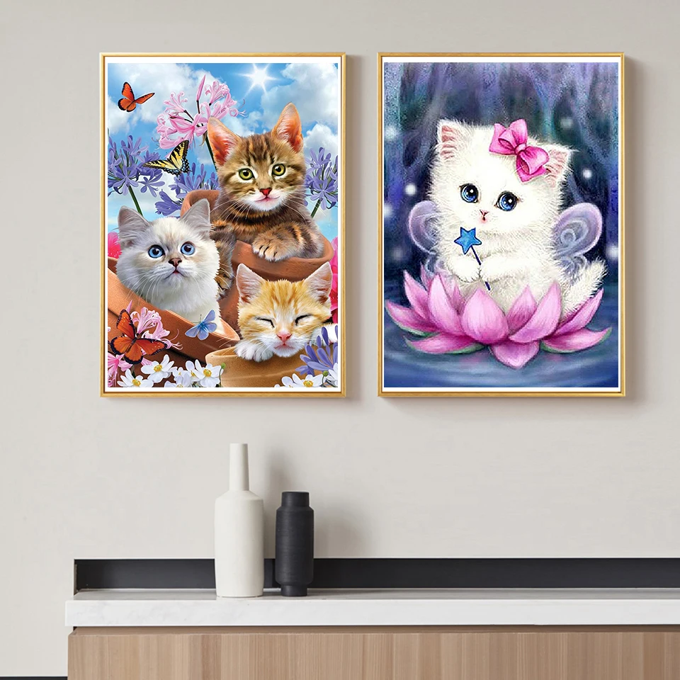Play 5D DIY Diamond painting Kit Wolf Tiger Cat Dog Animal Picture Full Round Dr - £23.17 GBP