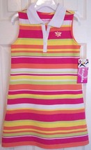 NWT Just Friends Girl&#39;s Citrus Striped Sleeveless Knit Dress, L (6) - £11.66 GBP