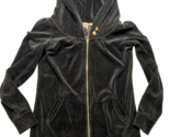 Juicy Couture Black Velour Hooded Full Zip Jacket Top Size Medium - $35.52