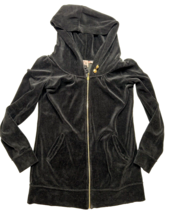 Juicy Couture Black Velour Hooded Full Zip Jacket Top Size Medium - £27.83 GBP