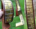 Vintage Brown LEATHER &amp; BRASS belt USA Anchor 1970&#39;s 36.5&quot; - 39.5&quot; - £26.78 GBP