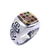 Kabbalah Ring with Priestly Breastplate Stones Silver 925 Gold 9k Diamon... - £260.49 GBP