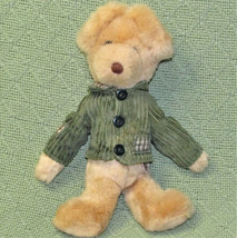Htf Rosy Bears By Isaiah Teddy Bear 10&quot; Stuffed Animal Tan Green Corduroy Jacket - £8.46 GBP