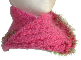 Pink hand knit neck wrap/hat - £14.46 GBP