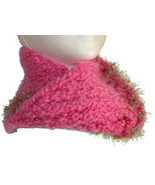 Pink hand knit neck wrap/hat - £14.38 GBP