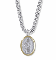 Sterling Silver St. Florian Medal Two Tone Patron Of Firefighters Necklace - £117.67 GBP