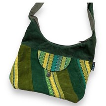 Ixchel Corduroy Embroidered Bag Green Shades Crossbody Boho Festival Hippie - $37.61