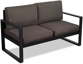 Contemporary Black Aluminum Patio Loveseat By Afuera Living. - £384.88 GBP