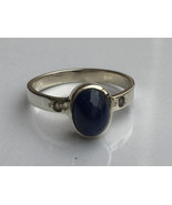 AAA quality natural 2.68 carat blue sapphire ring with diamonds in 925 s... - £100.33 GBP