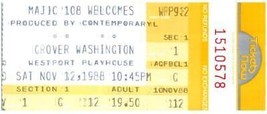 Vtg Grover Washington Ticket Stub November 12 1988 Westport Connecticut - £19.46 GBP