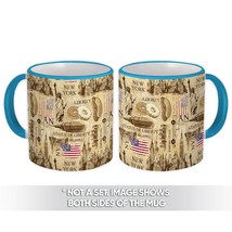 Vintage New York Pattern : Gift Mug Travel Manhattan Statue Of Liberty Donuts Pa - £12.70 GBP