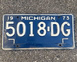 Michigan Expired 1973 White on Navy Blue License Plate #5018-DG - $17.43