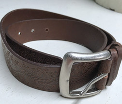 Levi&#39;s Tooled Western Leather Brown Small 24/28 Belt 1.25&quot;  - £13.93 GBP