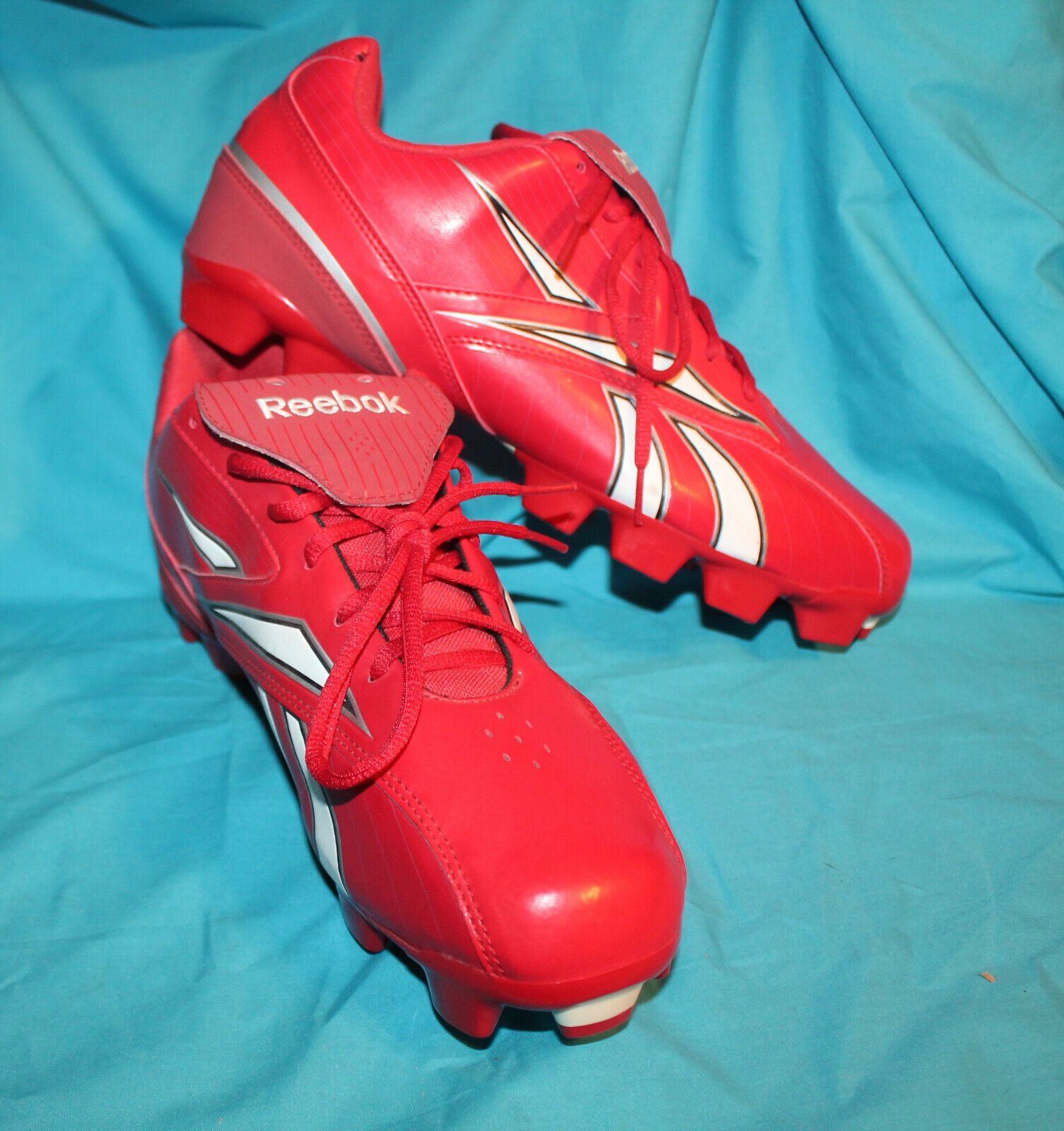 REEBOK Mens Cleats Size 12.5 Baseball Softball Play Dry Authentic Hardlink Red - $44.40