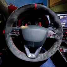 Suede Car Steering Wheel Cover For Seat Leon Cupra R Leon Ateca FR DIY - £39.70 GBP