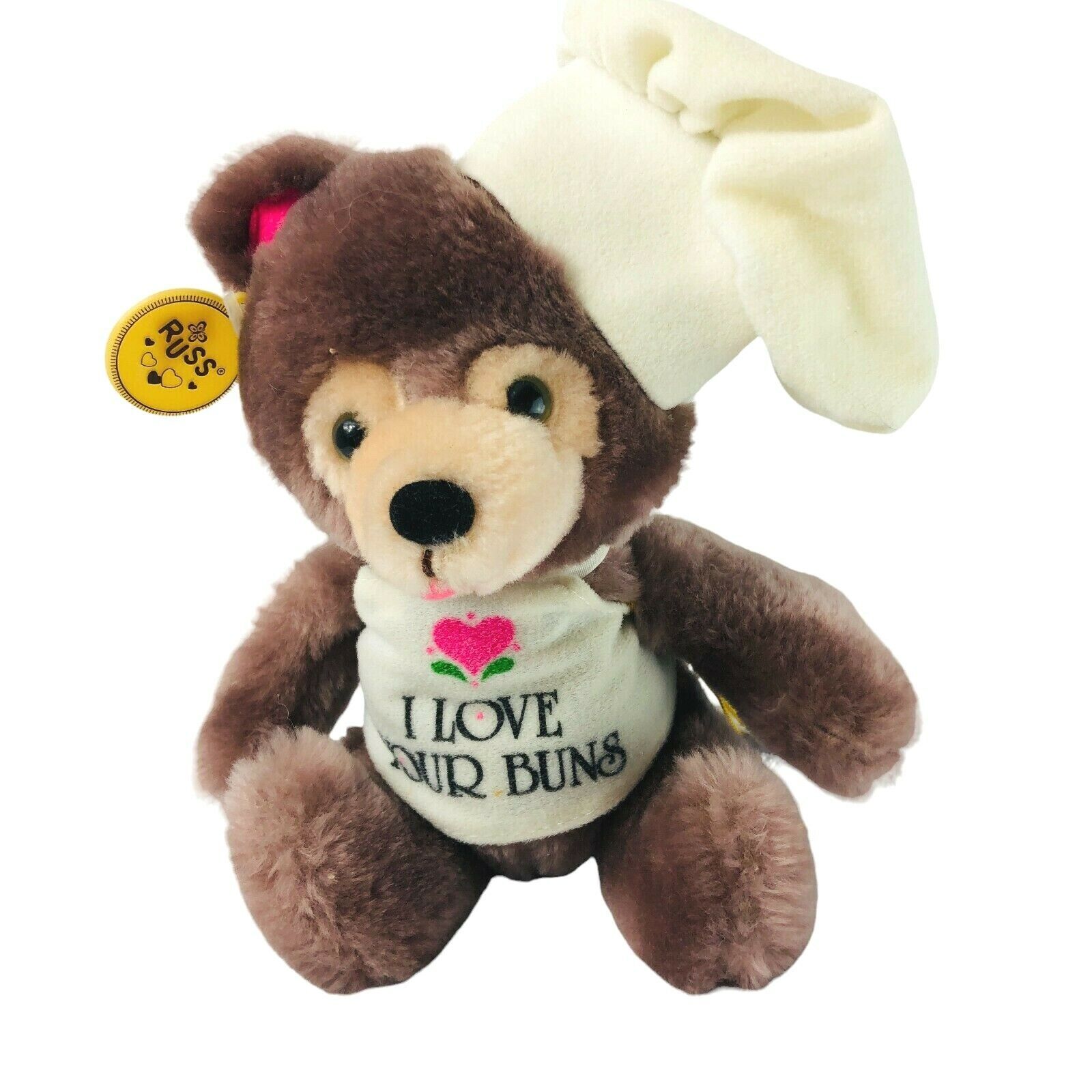 Primary image for Russ Luv Pets Vintage Teddy Bear Baker Chef I Love Your Buns 8" Tags Vintage