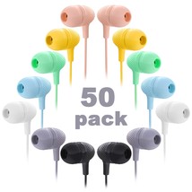 Wholesale Bulk Earbuds Headphones 50 Pack Multi Color For Classrooms Kids, Durab - £44.33 GBP