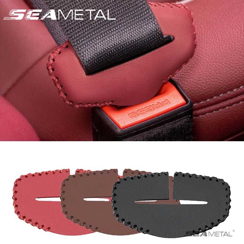 SEAMETAL Leather Car Seat Belt Clip Extender Safety Seatbelt Lock Buckle... - £8.12 GBP+