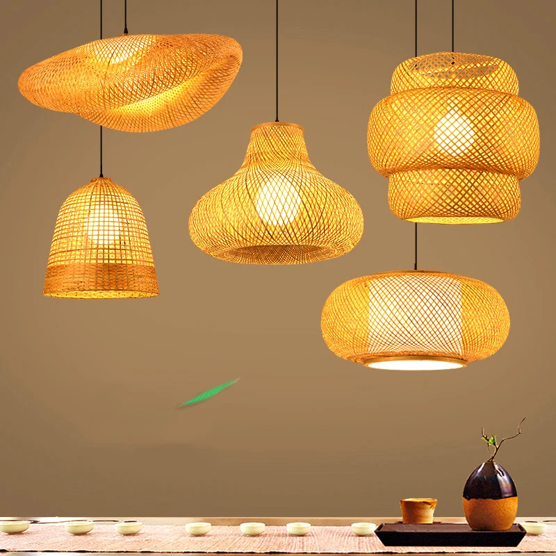 ZK40 Handmade Rattan Chandelier Bamboo Woven Straw Hat Bamboo Shade Ceiling - $105.94+