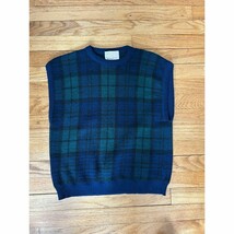 Vintage Pendleton Woolen Mills made in USA size L Navy Blue Plaid Sweate... - €21,61 EUR