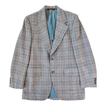 Atwood Pure Wool Plaid Gray Burgundy White Vintage 70s Blazer Men&#39;s 39R  - £34.66 GBP