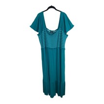 Lane Bryant Dress Size 22/24 Teal Green Elastic Waist Stretch Panel Shor... - £26.72 GBP