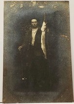 RPPC Fish Man Id&#39;d Frank Barnaby &amp; 14lb Pike Michigan Gibson Estate Postcard H18 - £22.39 GBP