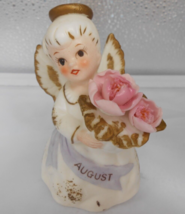 Lefton Birthday Angel Figurine August Pink Roses Flowers KW 3332 Japan Vintage - £19.37 GBP