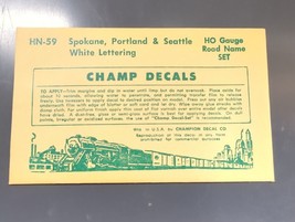 Vintage Champ Decals No. HB-59 SP&S White Lettering HO Road Name Set - $14.95