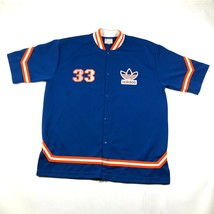 Vintage Adidas Trefoil Mens 2XL Patrick Ewing Blue Shirt Snap Front #33 Logo - £112.10 GBP