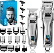 Men&#39;S Full Metal Cordless Hair Clippers And Trimmer Professional Set - - £65.52 GBP