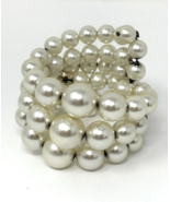 Vintage Faux Pearl 3-Strand Stretch Wrap Bracelet, Fits Small Wrist - $17.22 CAD