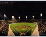 Comiskey Park Night View Chicago Illinois IL UNP Unused Linen Postcard I15 - $9.85